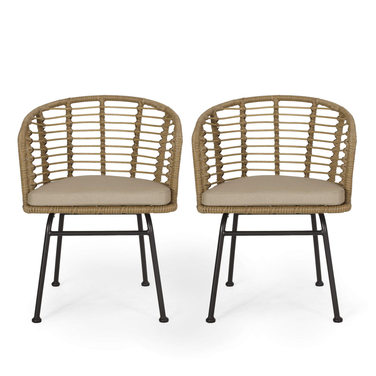 Christopher Knight Home Randy Outdoor Dining Chair Sets, Beige + Light Brown + Black