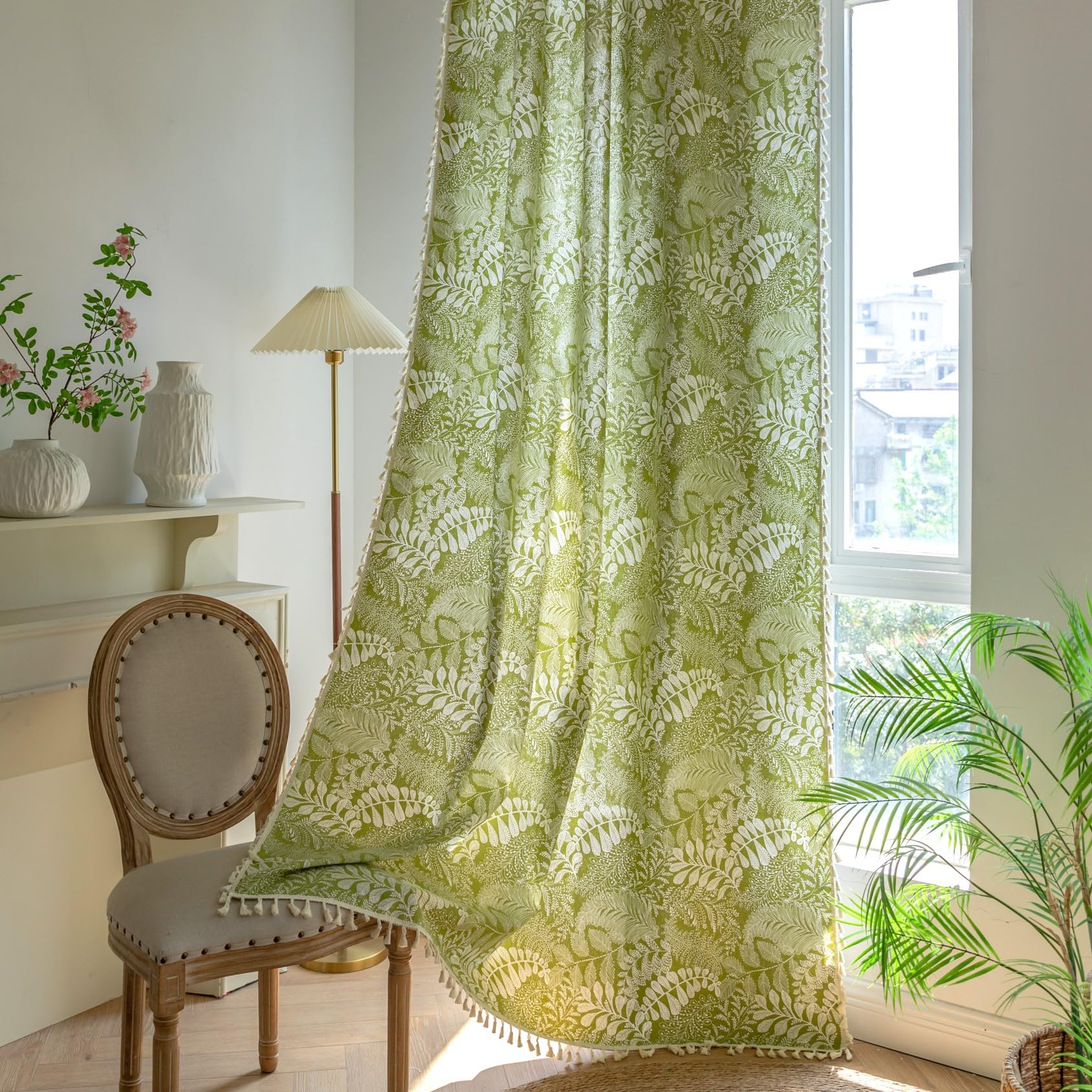 Sutuo Home Boho Curtains 84 Inches Length For Bedroom Living Room, Printed Cotton Linen Rod Pocket Rustic Farmhouse Bohemian Tas
