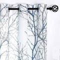 FMFUNCTEX Blue White Curtains 50  X 45  for Kitchen Living Room Tree Branch Print Wrinkle- Free Small Linen Texture Semi Sheer W