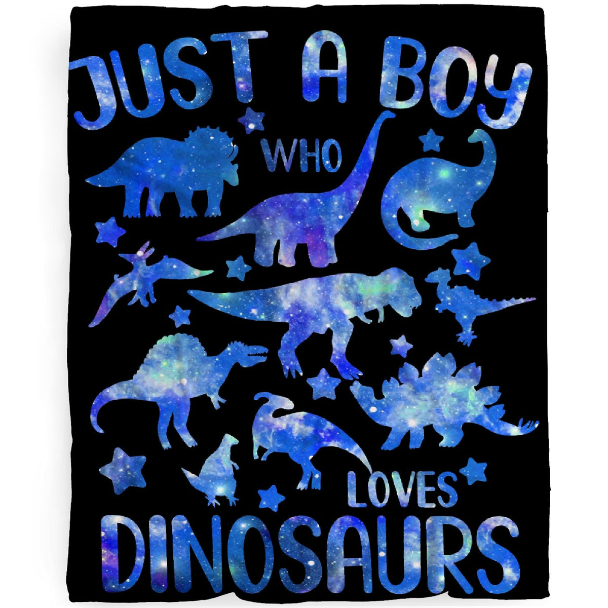 Just A Boy Who Loves Dinosaurs Blue Blanket Gifts For Boys Girls, Jurassic Dino Decor Plush Soft Lightweight Flannel Fleece Dino
