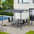 10 ft. x 10 ft. Patio Darkeford Metal Pergola With Black Sling Fabric Canopy