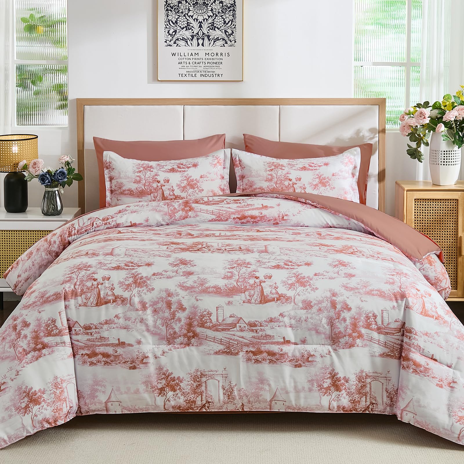 Wongs Bedding 7 Pieces Comforter Set Floral Comforter Bed In A BagYs01Ab091780K7UA