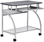 Safco Products 947Ant Mobile Rolling Workstation - Anthricite Metallic Gray, Heavy-Duty Steel Frame, Take Anywhere Caster Wheels, Computer Desk With Keyboard Tray, Portable Home Office Desk, Gray
