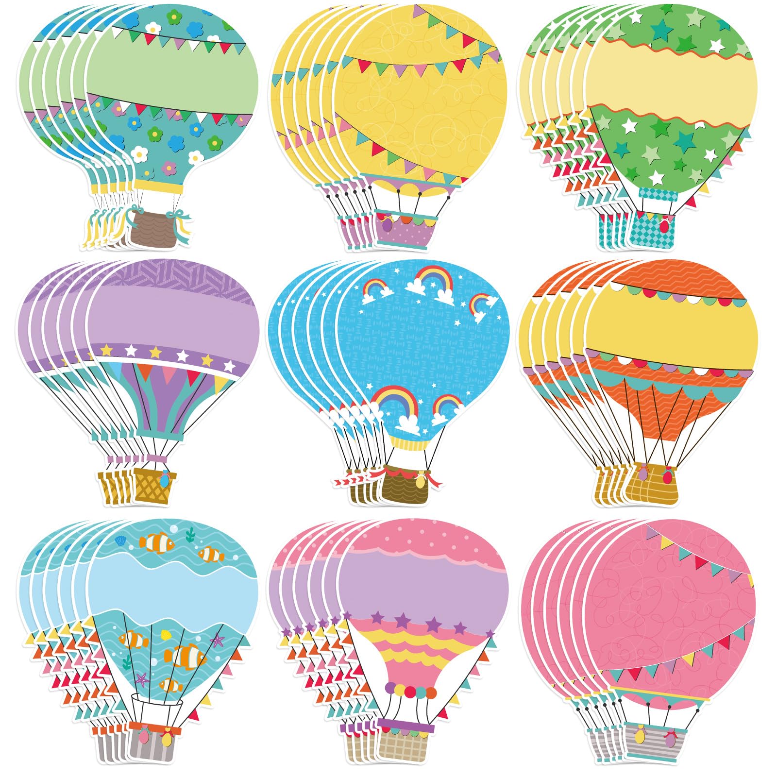 Zonon 90 Pieces Colorful Hot Air Balloons Cutouts 5 X 7 Inch Hot Air Balloons Accents Paper Cutouts Name Tags Labels Bulletin Bo