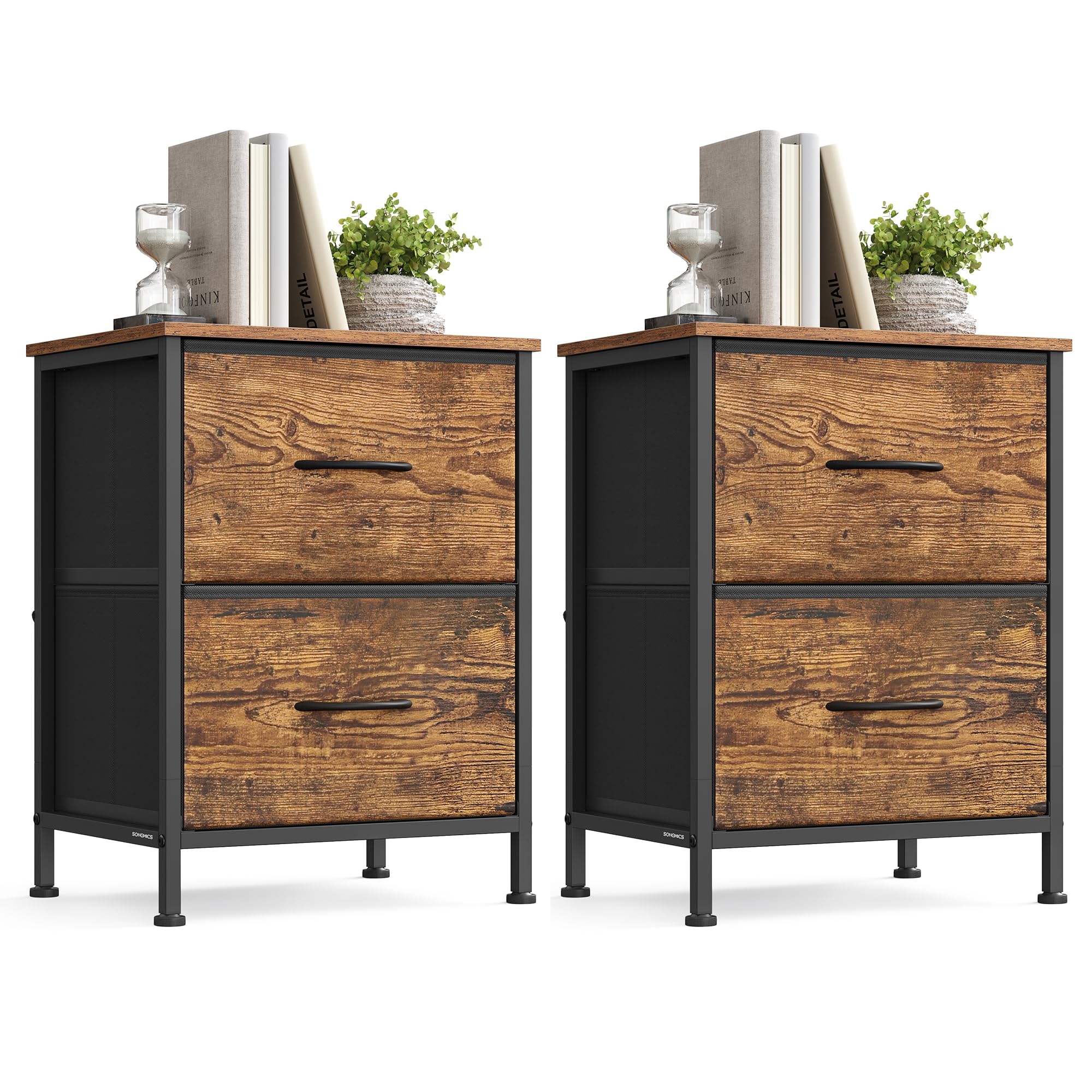 SONGMICS BELLAH Collection - Dressers for Bedroom, Chest of Drawers, Nightstand, 2 Drawers, Storage Organizer Unit, Closet, Entr