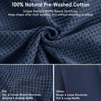 Phf 100% Cotton Waffle Weave Blanket Twin Size 66'X90'-Lightweight Washed Soft Breathable Blanket For All Season-Perfect Blanket Layer For Couch Bed Sofa -Elegant Home Decoration - Dark Navy