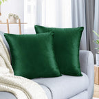 Nestl Throw Pillow Covers, Cozy Velvet Decorative Green Pillow Covers 18 X 18 Inches, Soft Solid Couch Pillow Covers For Sofa, B