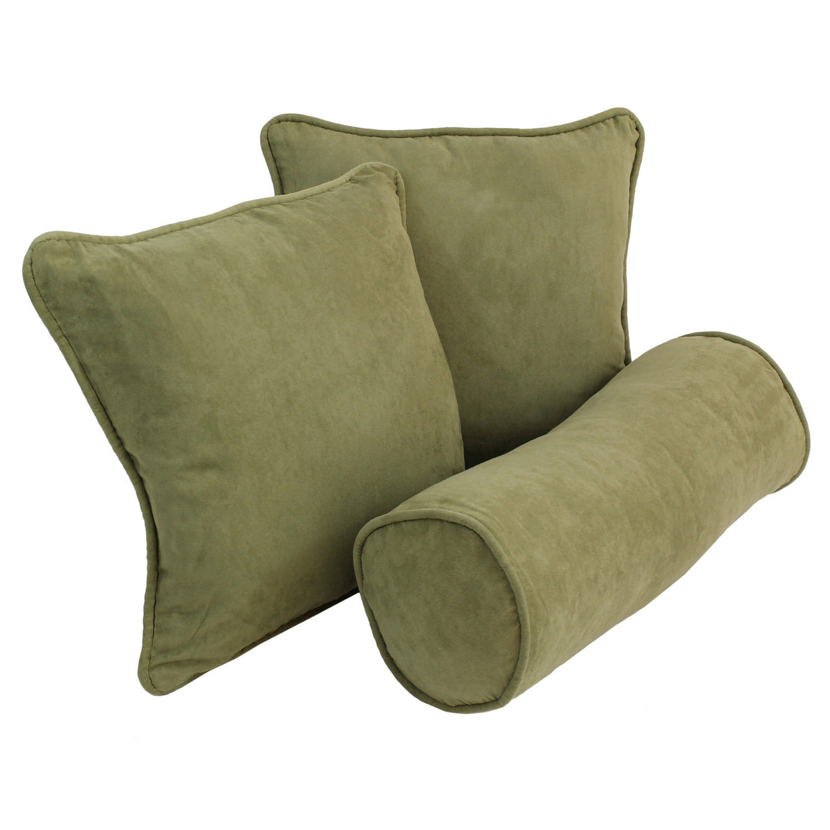 Blazing Needles Corded Microsuede Throw Pillow Set, Sage Green 3 Count