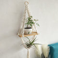 Kaahira Macrame Wall Hanging Book Shelf | Boho Bedroom Wall Decor | Wood Floating Hanging Storage Shelf Organizer | Macrame Shel