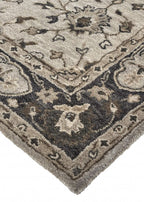 HomeRoots 511274 8 x 11 ft. Gray Ivory & Taupe Wool Floral Hand Tufted Handmade Stain Resistant Rectangle Area Rug