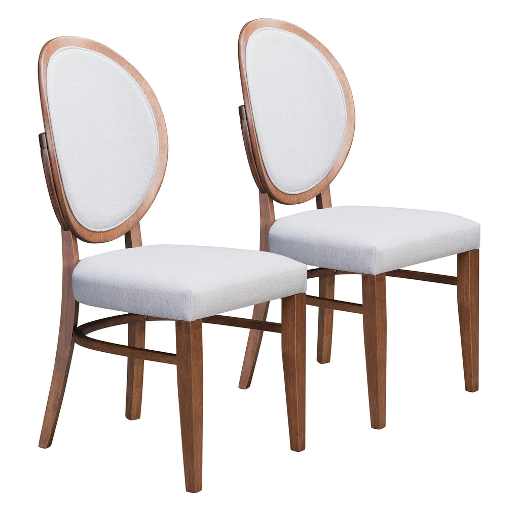 Zuo Modern Regents Dining Chair Set Rubber Wood, Foam, Linen-Like Fabric Walnut, Light Gray Indoor Weight Capacity 265 lbs Dimensions: 16.9" W x 21.9" D x 36.8" H Pack of 2