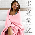 Bare Home Polar Fleece Blanket - Throw Blanket - Light Pink - Warm & Cozy - Premium Fleece Blanket - Blanket For Bed, Sofa, Camp