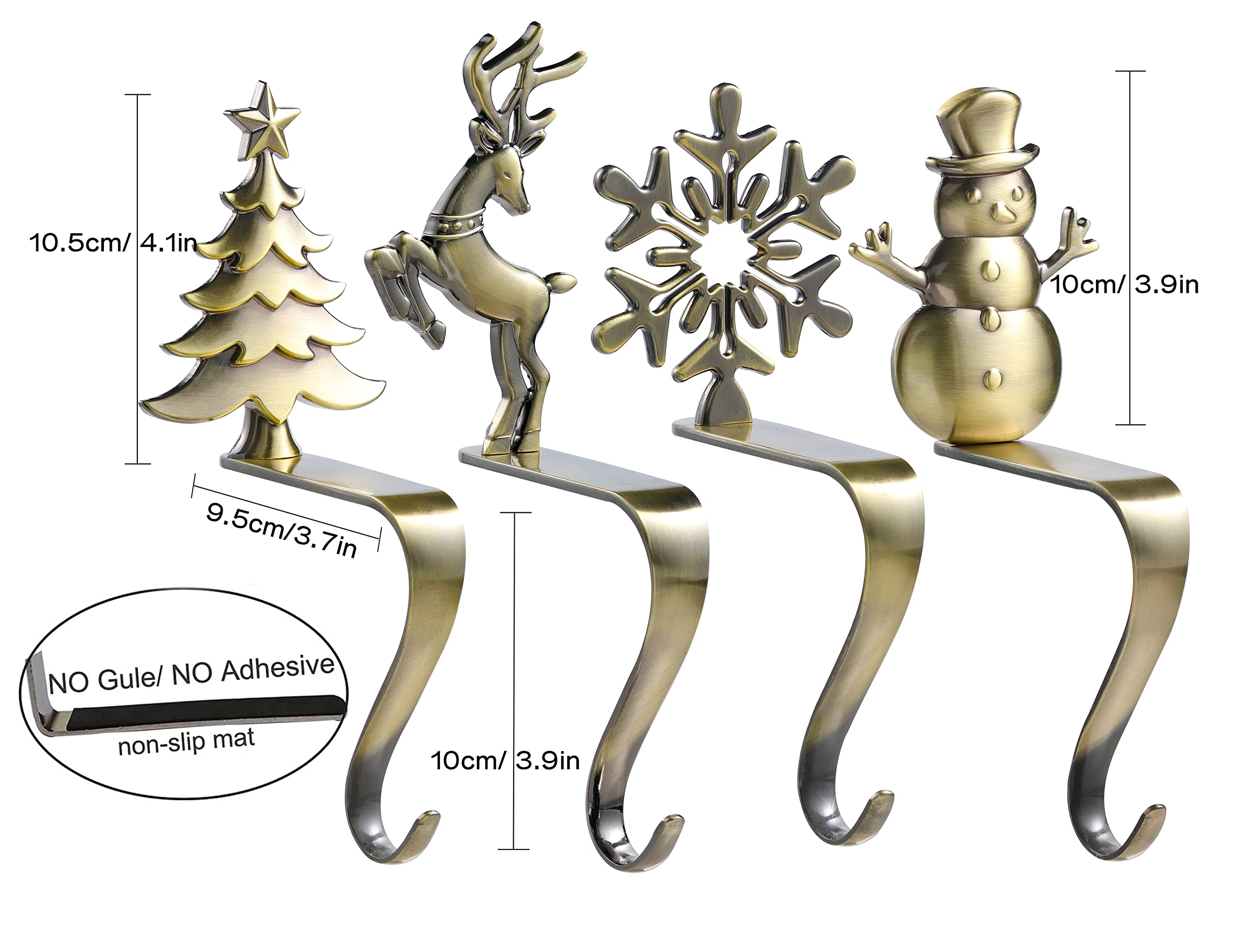 Night-Gring Christmas Stocking Holder - Set Of 4 Stocking Hangers Snowman Santa Snowflakes Christmas Tree Deer Christmas Stockin