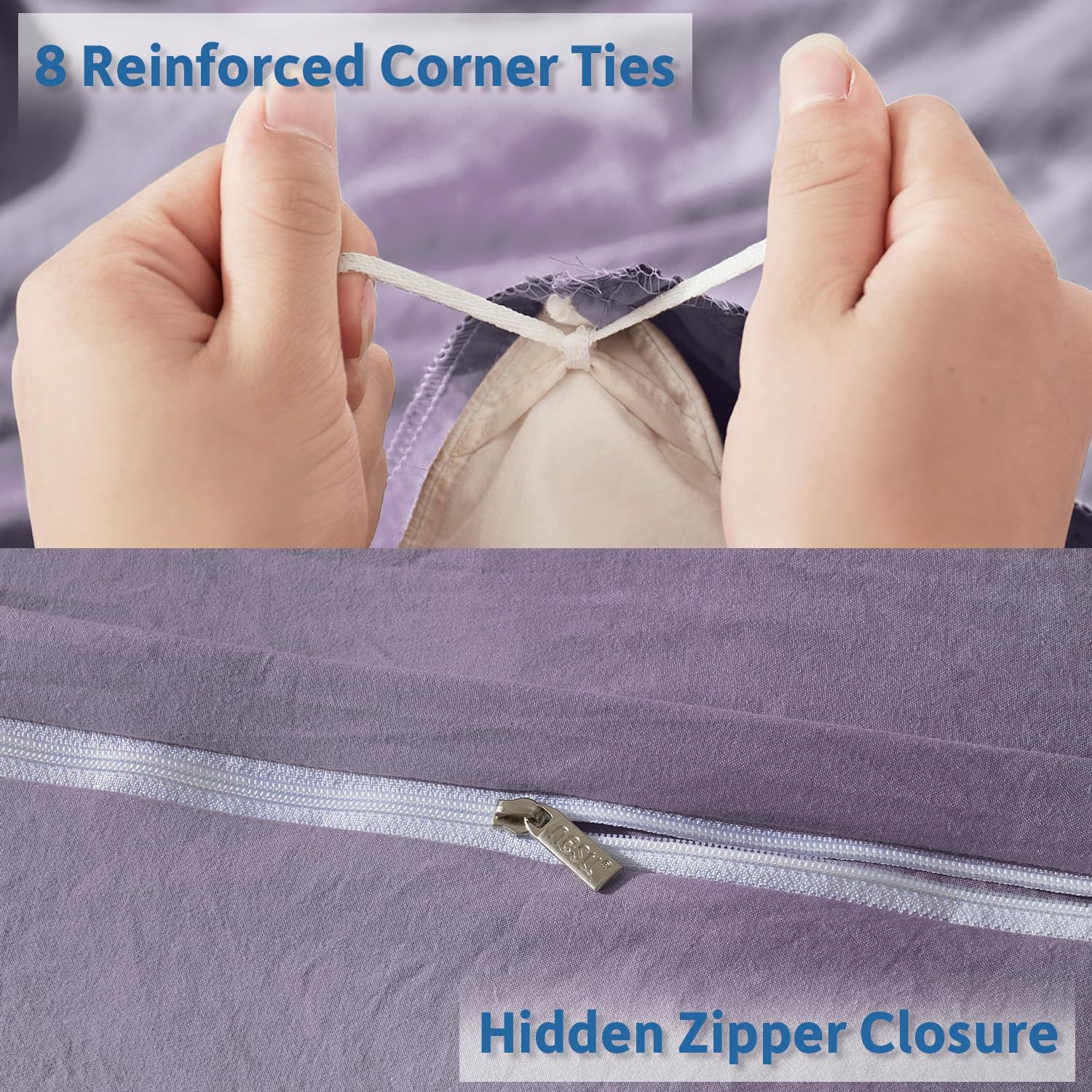 Nestl Grayish Purple Duvet Cover Queen Size - Soft Prewashed Queen Duvet Cover Set, 3 Piece, With Zipper Closure, 1 Duvet Cover 90X90 Inches And 2 Pillow Shams - No Comforter