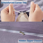 Nestl Grayish Purple Duvet Cover Full Size - Soft Prewashed Full Size Duvet Cover Set, 3 Piece, With Zipper Closure, 1 Duvet Cover 80X90 Inches And 2 Pillow Shams - No Comforter