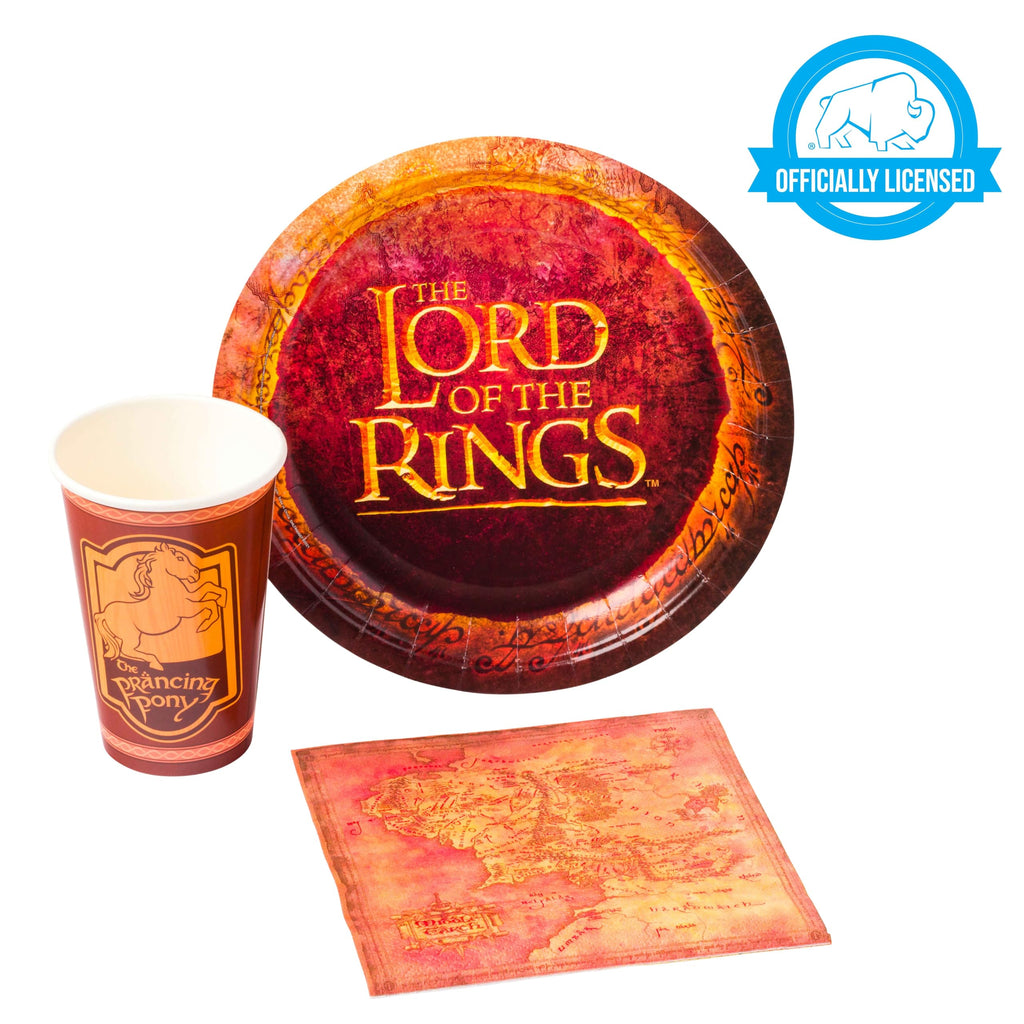 Silver Buffalo Lord Of The Rings Map Pony Paper Plates Cups Napkins Party Pack Set, 60 Piece