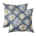 Romandeco Jacquard Floral Decorative Throw Pillow Covers For Couch Set Of 2, 18X18 Inches, Navy Blue