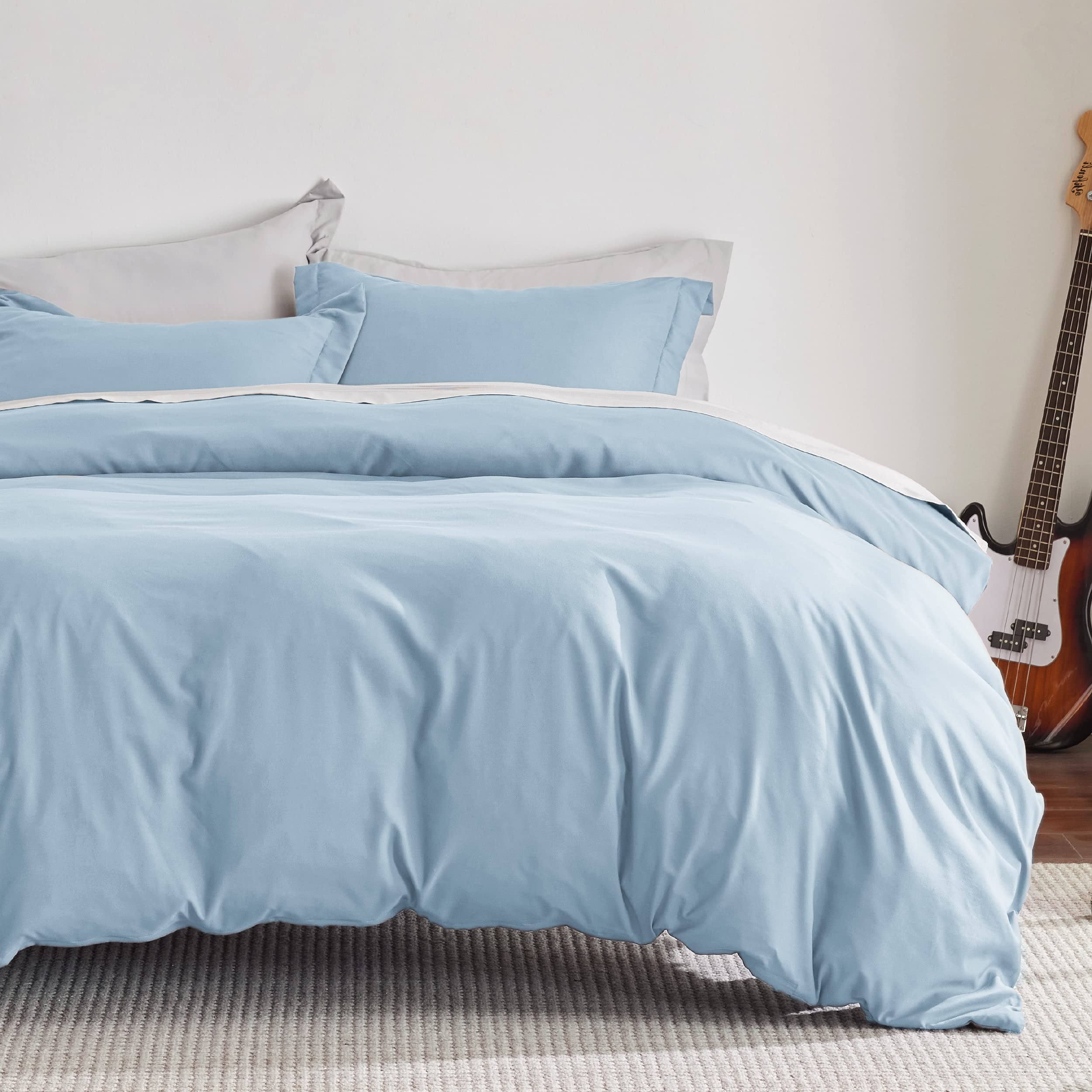 Bedsure Winter Sky Duvet Cover Queen Size - Soft Double Brushed Duvet Cover For Kids With Zipper Closure, 3 Pieces, Includes 1 D