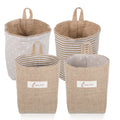 Jxiwfvl 2 Pack Hanging Basket for Door, Small Jute Wall Storage, Hanging Storage Bags Cotton Linen Boho Camper Decor for Keys, F