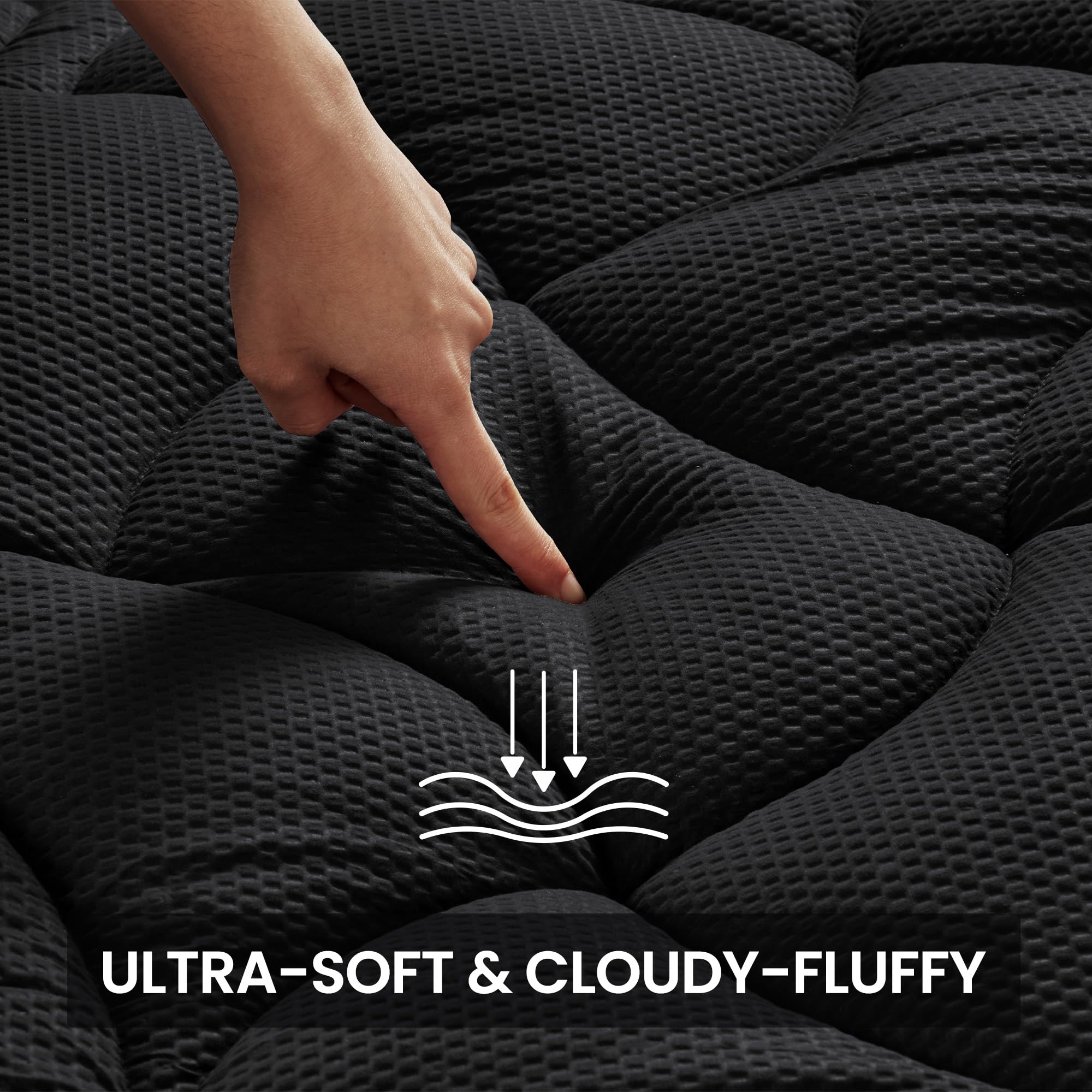 Sleep Zone King Size Cooling Mattress Topper, Premium Zoned Cool Mattress Pad Cover, Padded Mattress Protector Breathable Washable, Deep Pocket 8-21' (Black, King)