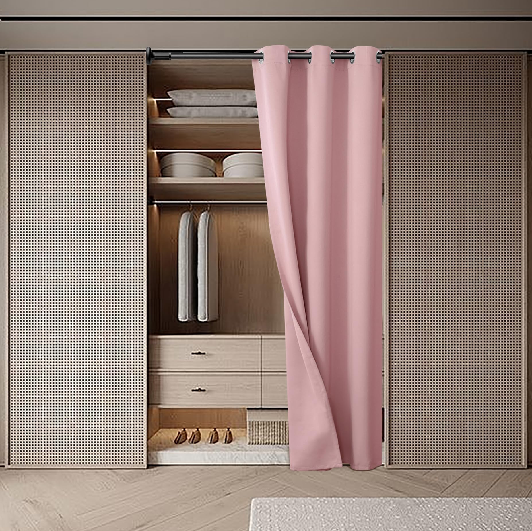 Bgment Pink Door Curtain 80 Inch Length For Doorway, Bedroom Closet Curtain, Privacy Thermal Insulated Blackout Grommet Room Divider For Room Separation, 1 Panel, 34 Inch Wide