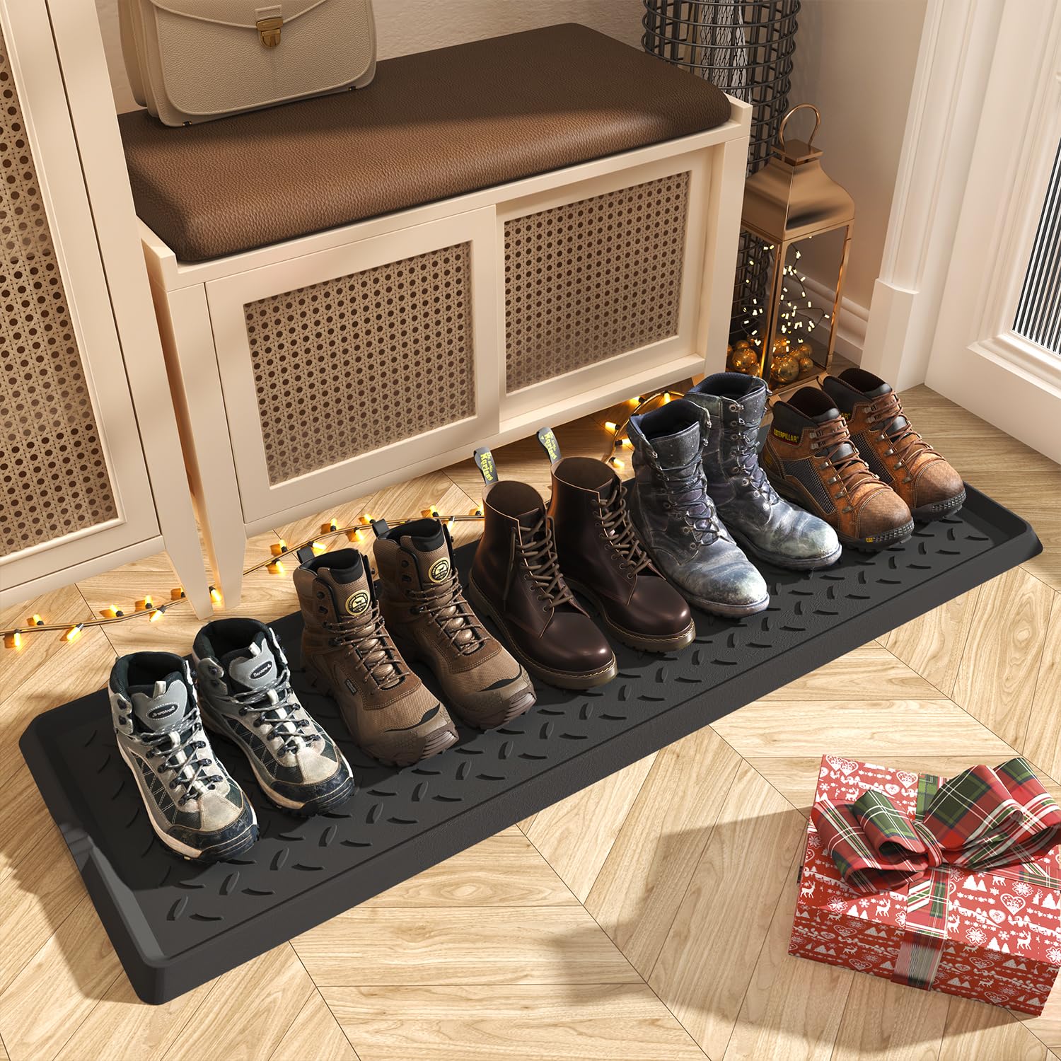 Supenuin Extra Large Boot Tray 48 Inch Boot Storage Heavy Duty Rubber Mats For Floor Waterproof Boot Mat Tray For Entryway Multi
