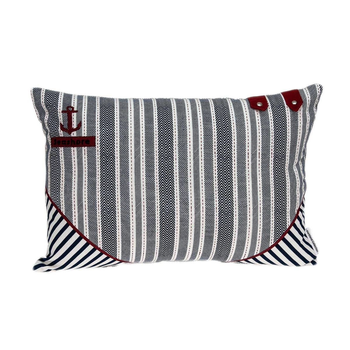 Homeroots 100% Cotton Parkland Collection Oceana Nautical Blue Pillow Cover With Poly Insert