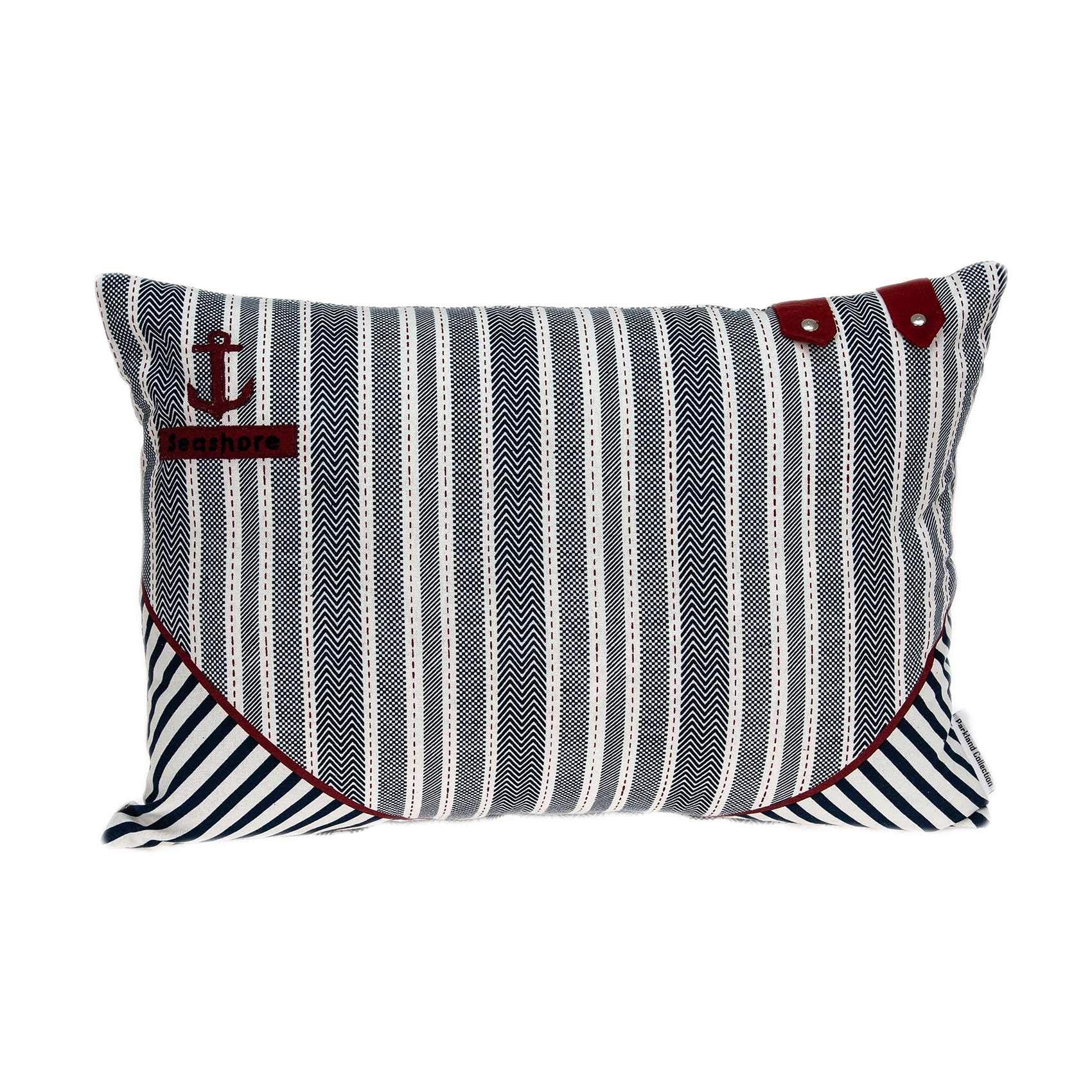 Homeroots 100% Cotton Parkland Collection Oceana Nautical Blue Pillow Cover With Poly Insert