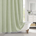 MitoVilla Sage Green Shower Curtain 72 x 78, Boho Farmhouse 78 inch Long Polyester Linen Tassel Ultra Thick Heavy Duty Fabric Sh