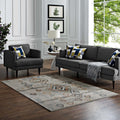Modway Jenica Moroccan Tribal Abstract Diamond 5X8 Area Rug In Silver Blue, Beige And Brown