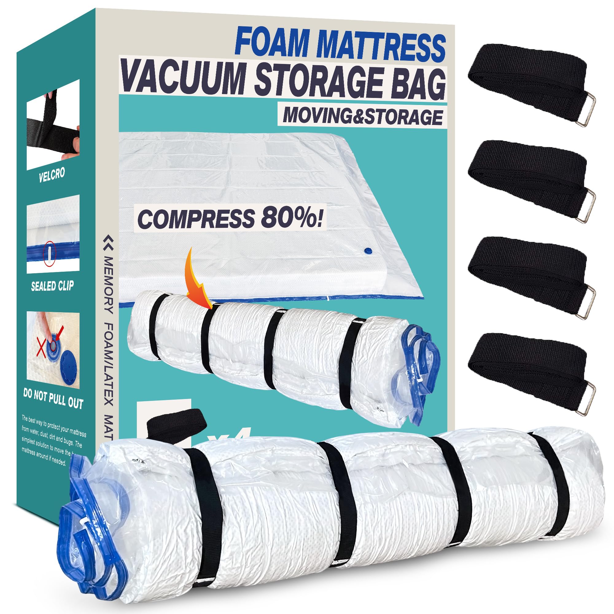 Queen Full Mattress Storage Vacuum Bag For Moving Storage, For Memory Foam Latex Mattress Thick And Tear Resistant