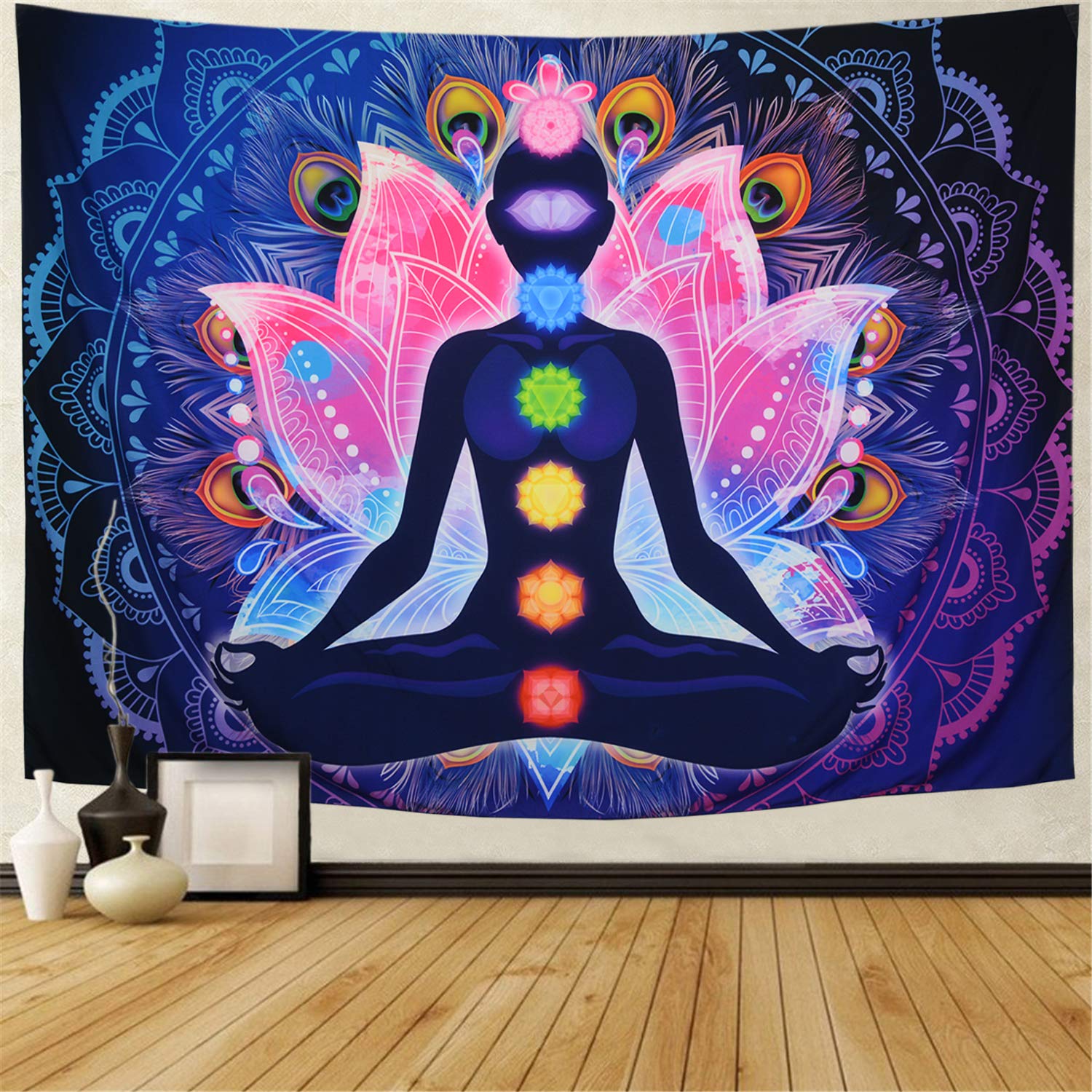 Maccyafst Seven Chakra Tapestry Yoga Meditation Wall Tapestry Colorful Mandala Tapestry Indian Hippie Chakra Tapestry Wall Hangi