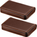 Outus 2 Pieces Business Card Holder, Pu Leather Business Card Case Pocket Wallet With Magnetic Shut For Men Women(Coffee And Cof