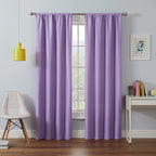 Eclipse Kendall Modern Blackout Thermal Rod Pocket Window Curtain For Bedroom Or Living Room (1 Panel), 42 X 63, Light Purple