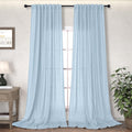 Blue Linen Curtains 96 Inches Long for Living Room 2 Panels Set Sky Blue Light Filtering Back Tab Neutral Boho Farmhouse 96 Inch Curtain Drapes for Bedroom Window Sliding Door Pale Blue Semi Sheer
