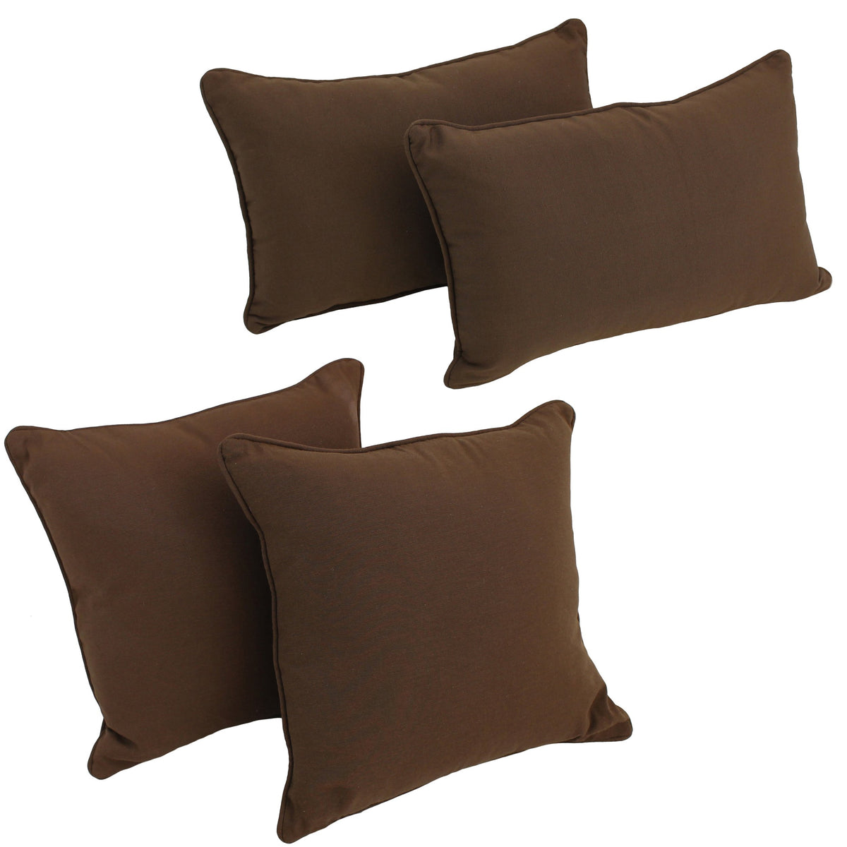 Blazing Needles Corded Twill Throw Pillow Set, Chocolate 4 Count