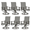 Udpatio Patio Swivel Dining Chairs Set Of 6, Outdoor Dining Chairs High Back With All Weather Breathable Textilene, Metal Rocking Frame For Lawn Garden Backyard, Gray White