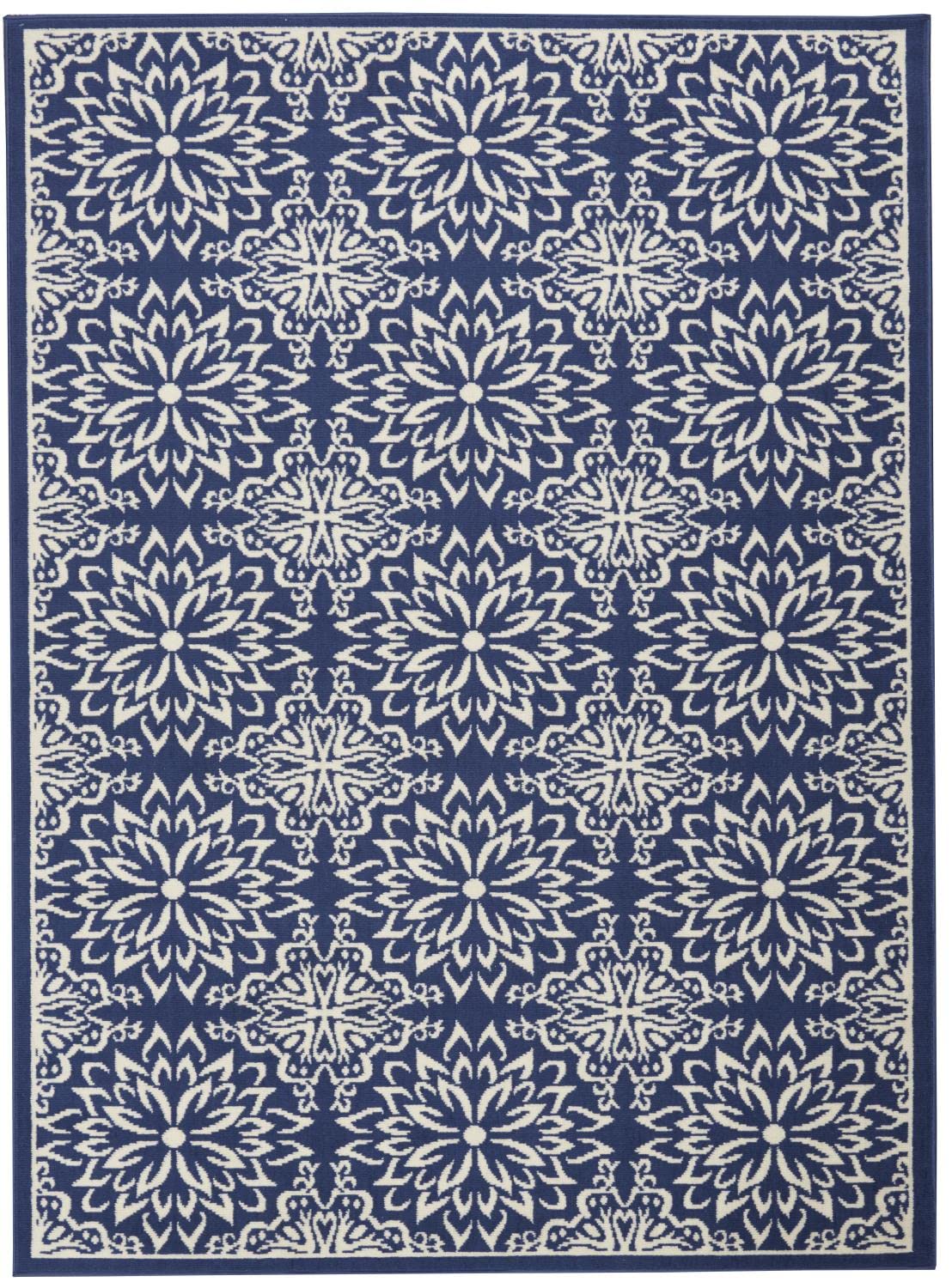 Nourison Jubilant Transitional Navy/Ivory 53 x 73 Area-Rug, Easy-Cleaning, Non Shedding, Bed Room, Living Room, Dining Roo