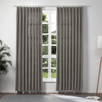 TWOPAGES Carbon Grey Pinch Pleated Drape 84 Inch Length Linen Light Filtering Room Darkening Curtain for Bedroom, Double Layer L