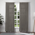 Twopages Carbon Grey Linen Pinch Pleat Drape For Dining Room, Room Darkening Light Filtering Double Layer Lined Curtain Window T