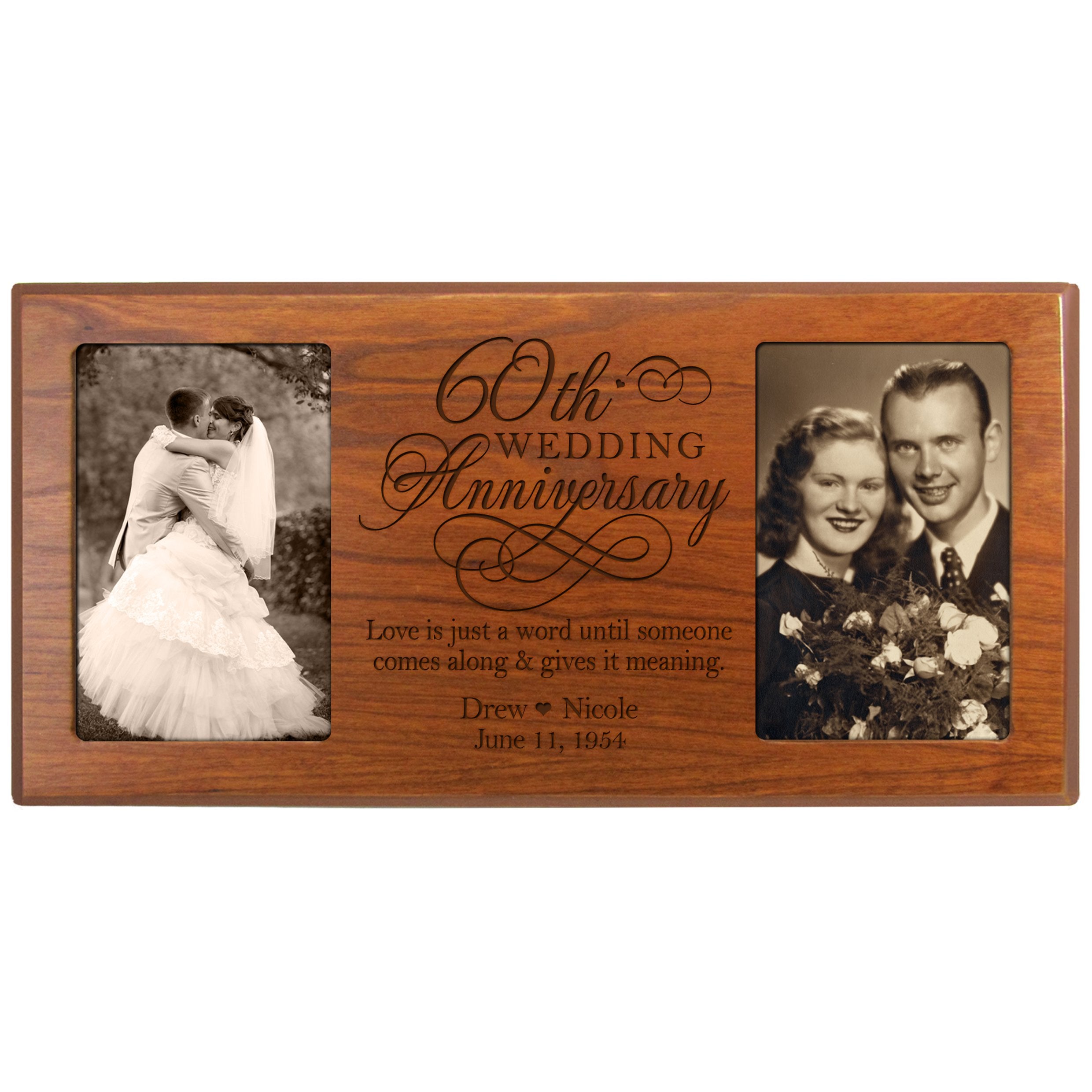 LifeSong Milestones Personalized 60th Anniversary Picture frame Gift Custom 60 year parent wedding Diamond anniversary gift idea
