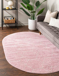 Unique Loom Trellis Frieze Collection Area Rug - Geometric (4 x 6 Oval, Light Pink/ Ivory)