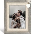 Sapowerntus 5x7 Picture Frames Rustic Wood Farmhouse Cute Heart Love Solid Wooden Family Photo Frame Lace Bow Glass Boho Wall De