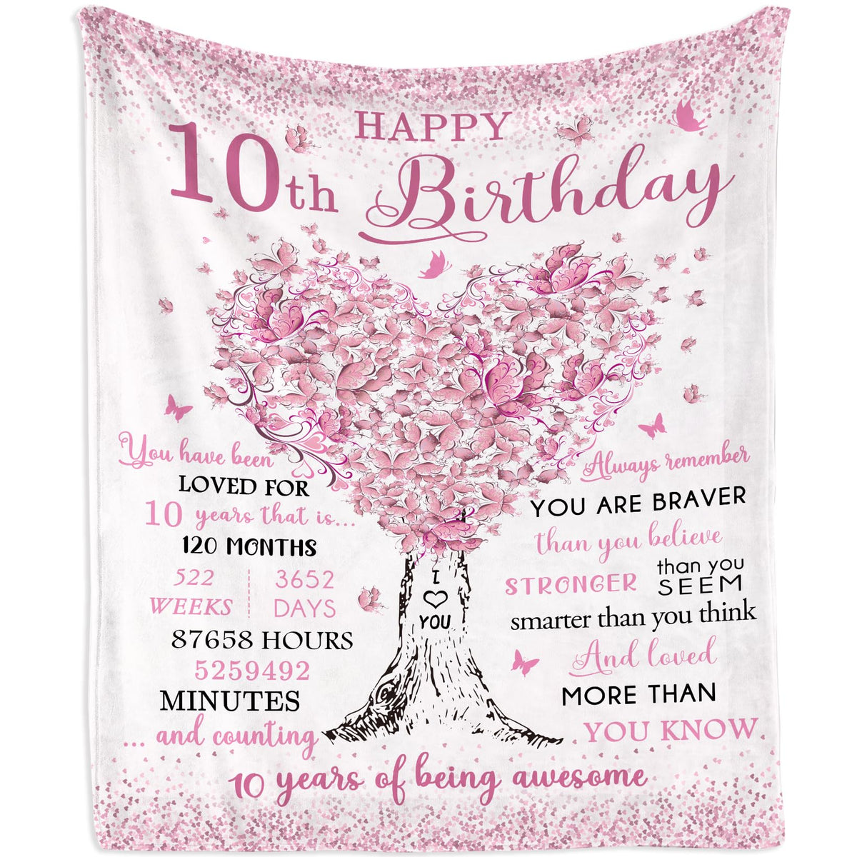 Mubpean 10 Year Old Girl Birthday Gifts Blanket 40'X50', Gifts For 10 Year Old Girl, 10 Year Old Girl Gifts, Birthday Gift For