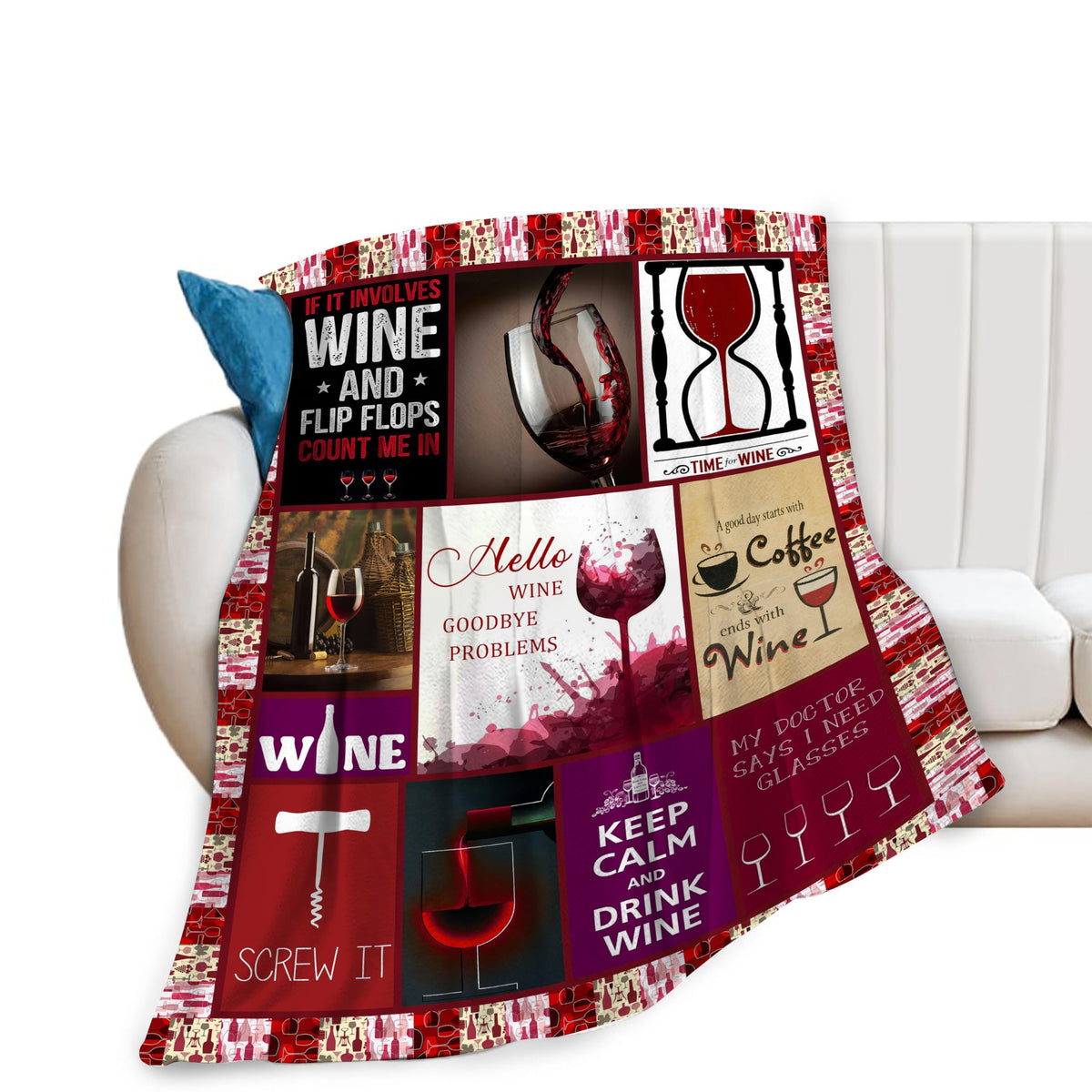 Red Wine Blanket Women Gifts Grapes Throw Blankets Plush Cozy Flannel Fleece Ultra Soft Fuzzy Party Blanket For Girls Men Boy Ki