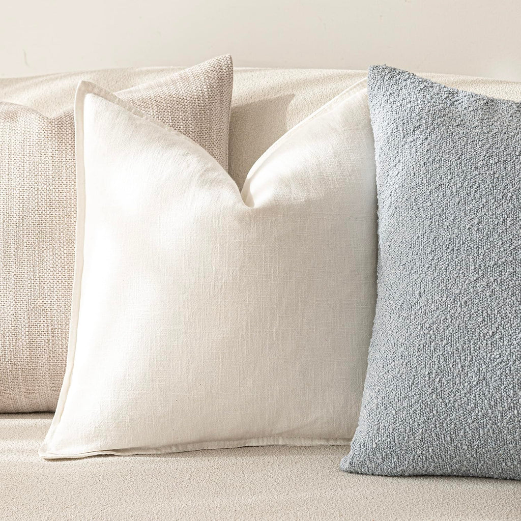 Foindtower Pack Of 2, Decorative Linen Soild Throw Pillow Covers Soft Accent Cushion Case Boho Farmhouse Neutral Pillowcase For