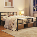 Yaheetech Metal Platform Queen Bed Frame with Headboard & Footboard, Black, Easy Assembly, No Box Spring Needed, Model YT-00110344-V01
