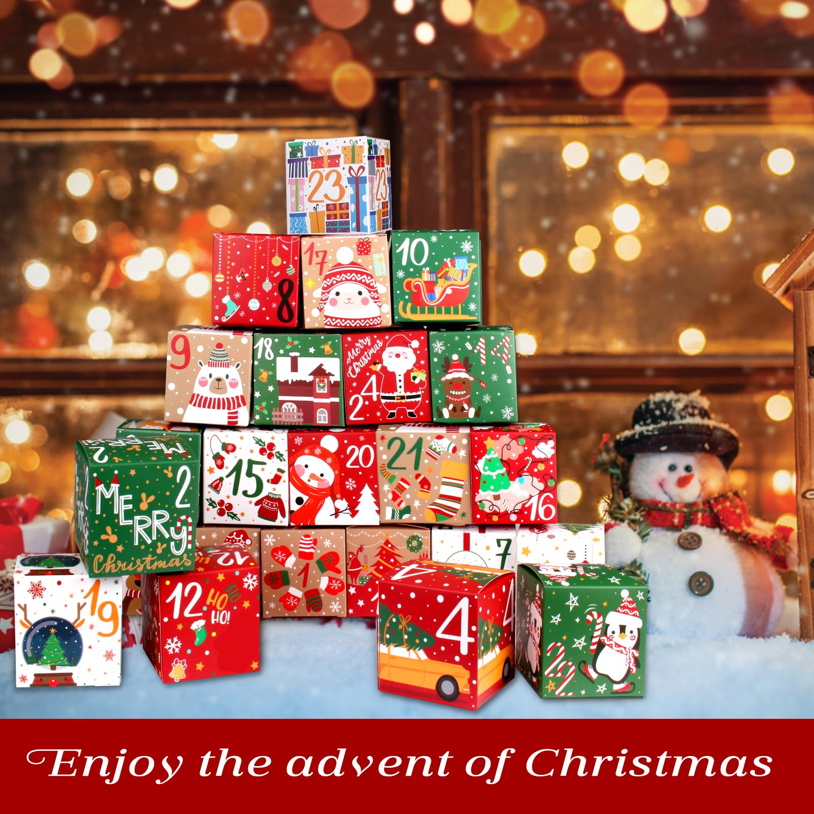 Onesing 24 Pcs Diy Christmas Advent Calendar Boxes For 2022, 24 Days Countdown Calendar Gift For Adults And Kids Christmas Cardb