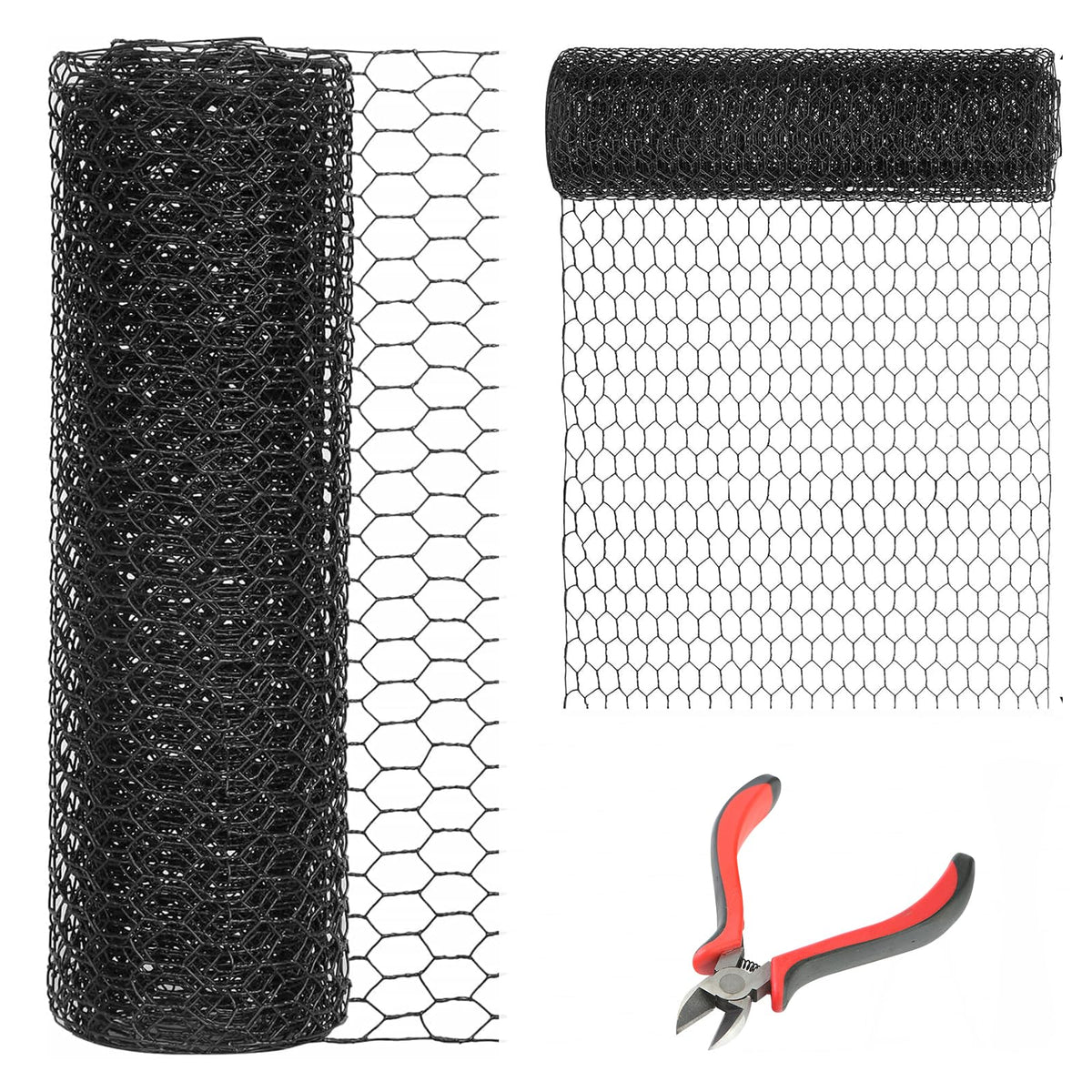 Dolemoduo 12' X 150' Black Chicken Wire Mesh Fence, 20 Gauge Galvanized Poultry Netting And 1 Inch Garden Mesh Fence Roll, Chic