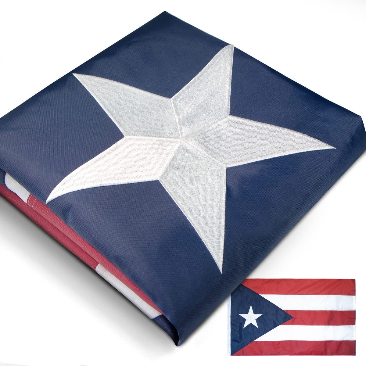 Anley Everstrong Series Puerto Rico Flag 3X5 Foot Heavy Duty Nylon - Embroidery And Heavy Duty Canvas Header - 4 Rows Of Lock St